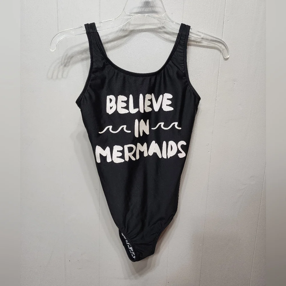 Art Class Swimsuit Large 10 - 12 Black Believe in Mermaids One Piece‎ Beach C313